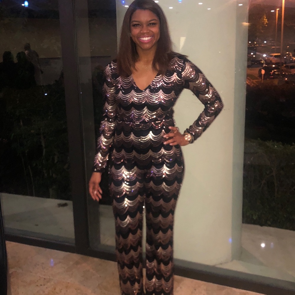 A classy metallic jumpsuit